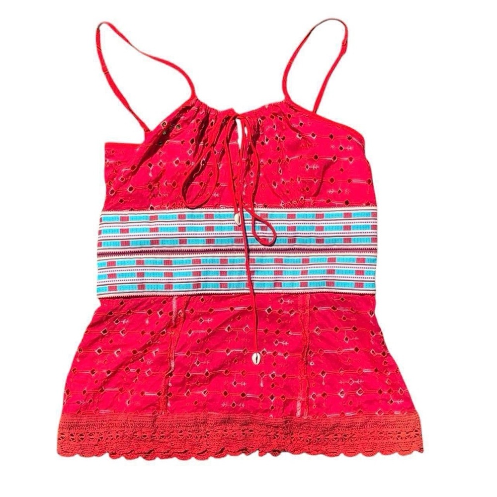 Red Crochet Seashell Tank Top